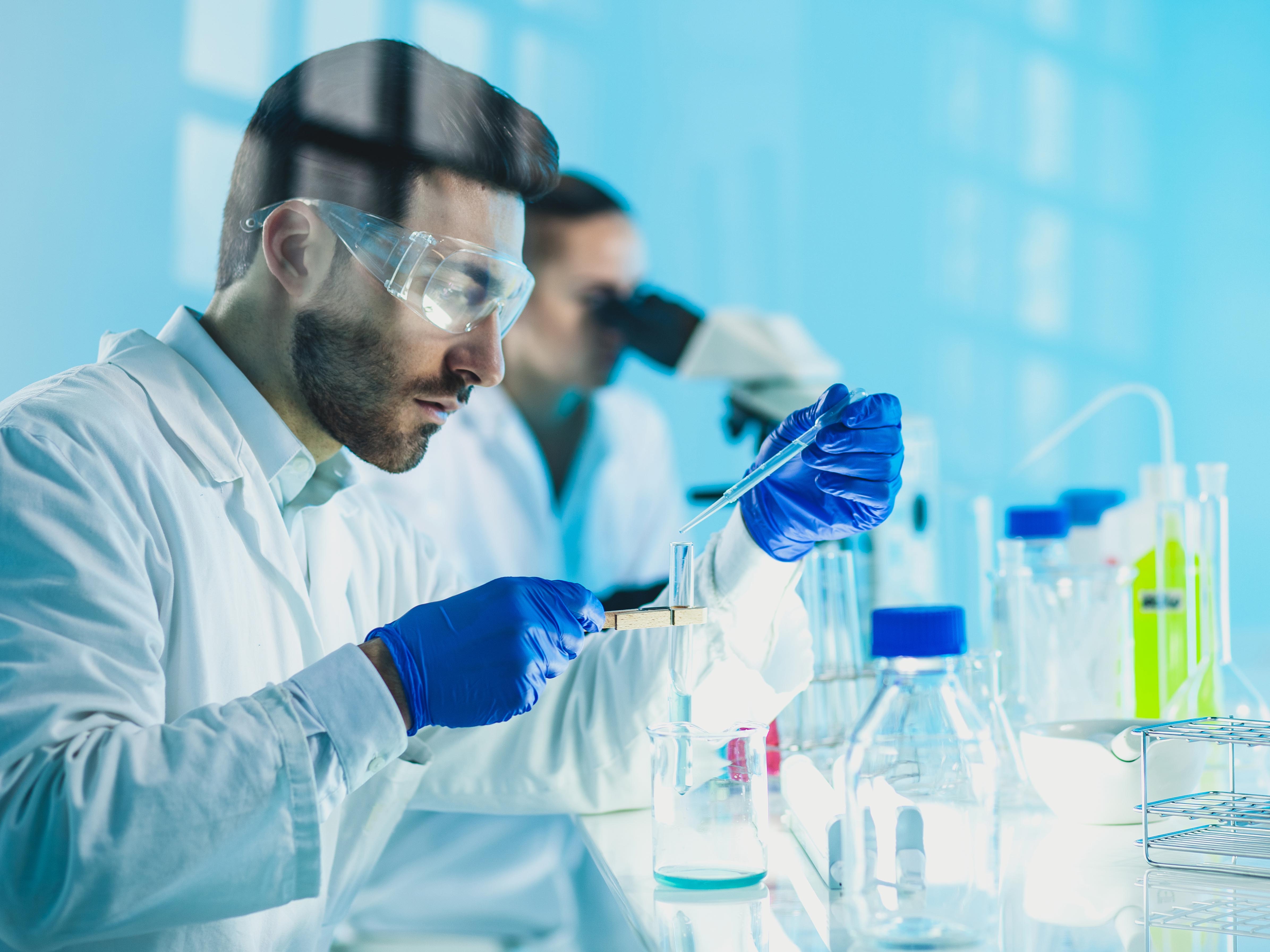 A chemist working in a laboratory.
