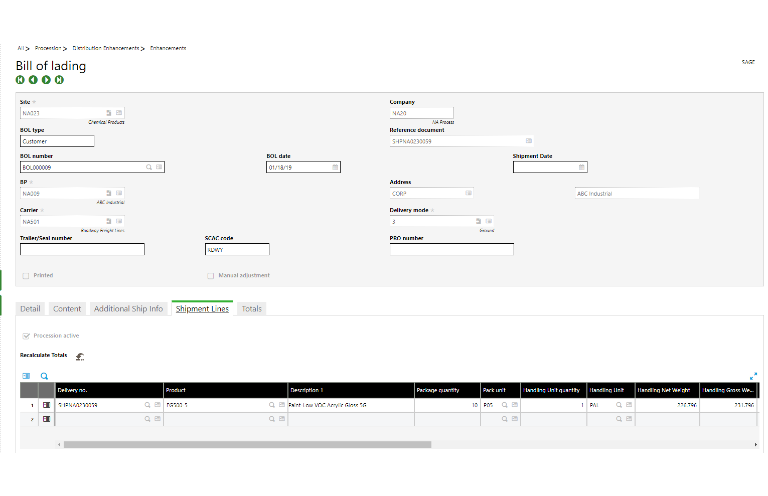 Procession Distribution Enhancements Module